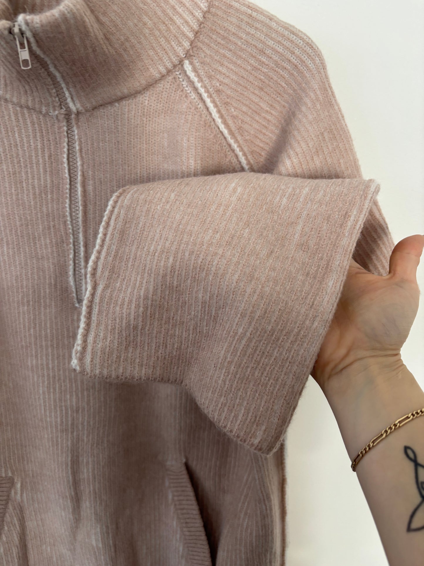 BluIvy Blush Pink Ribbed 1/4 Zip Sweater NWT | Small (could fit large) (N235M8)