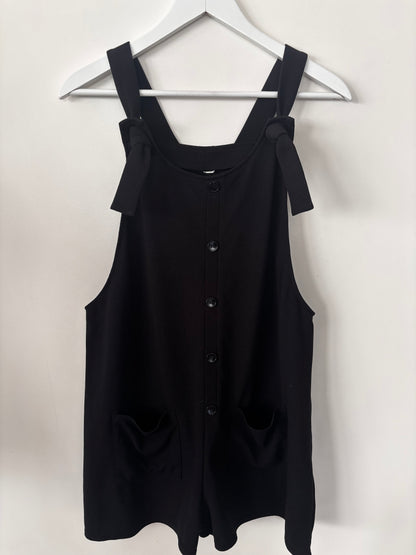 Black Shortalls with button Front Detail | Sz Medium (approx)