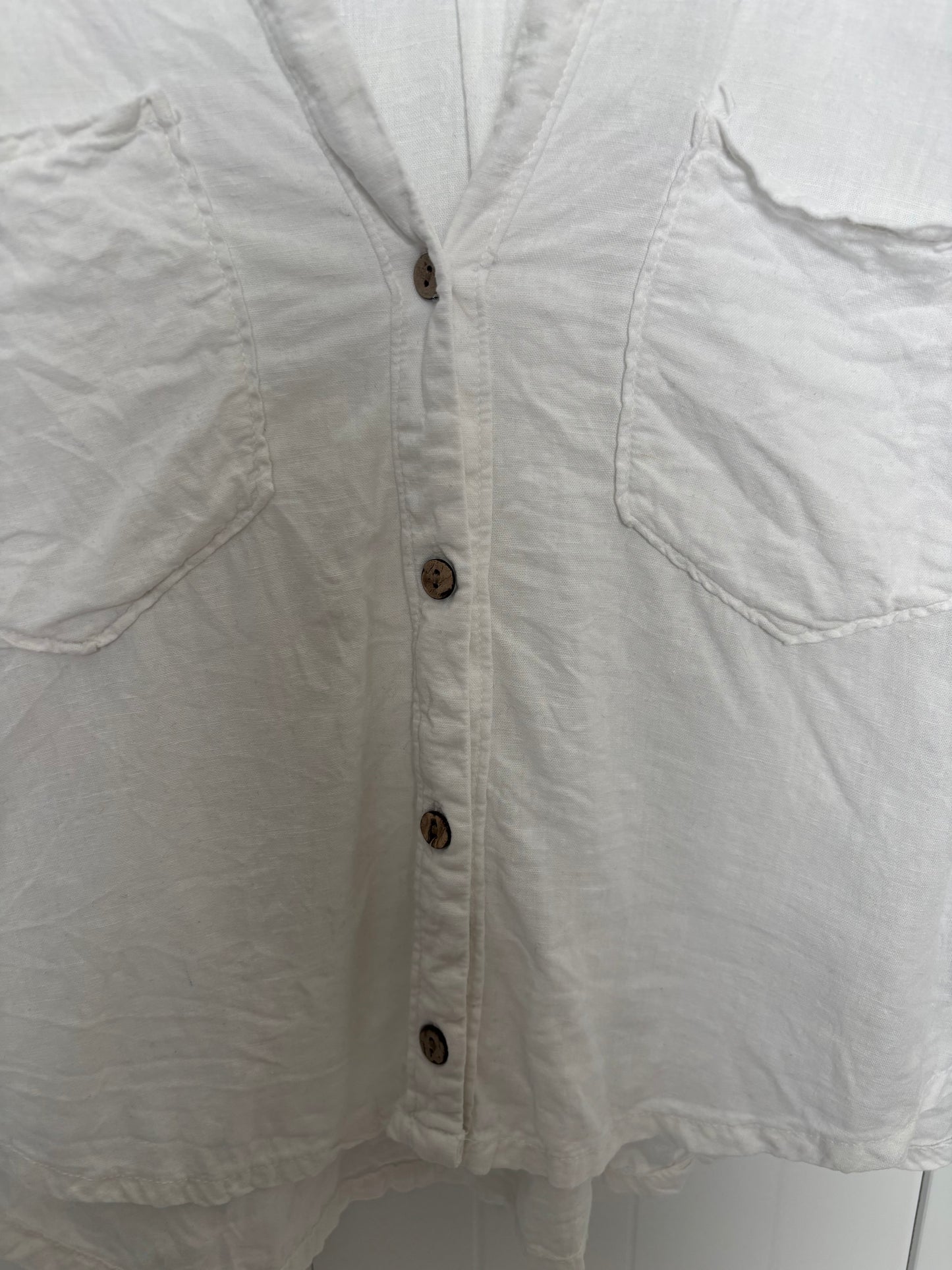 Zara Linen Blend Button Down T Shirt (Tough Love) | Small (oversized)