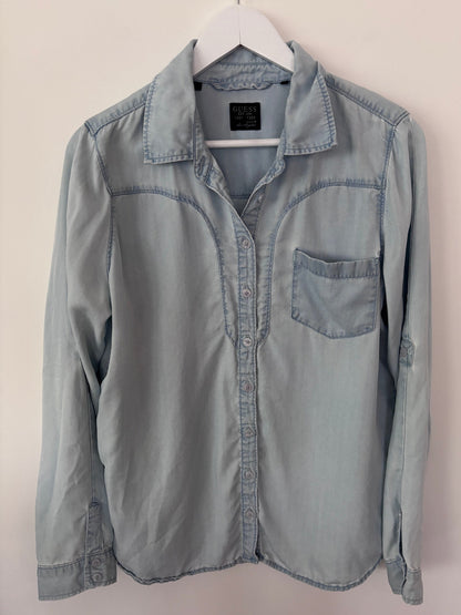 Guess Tencel Light Blue Button Down Top | Sz Large