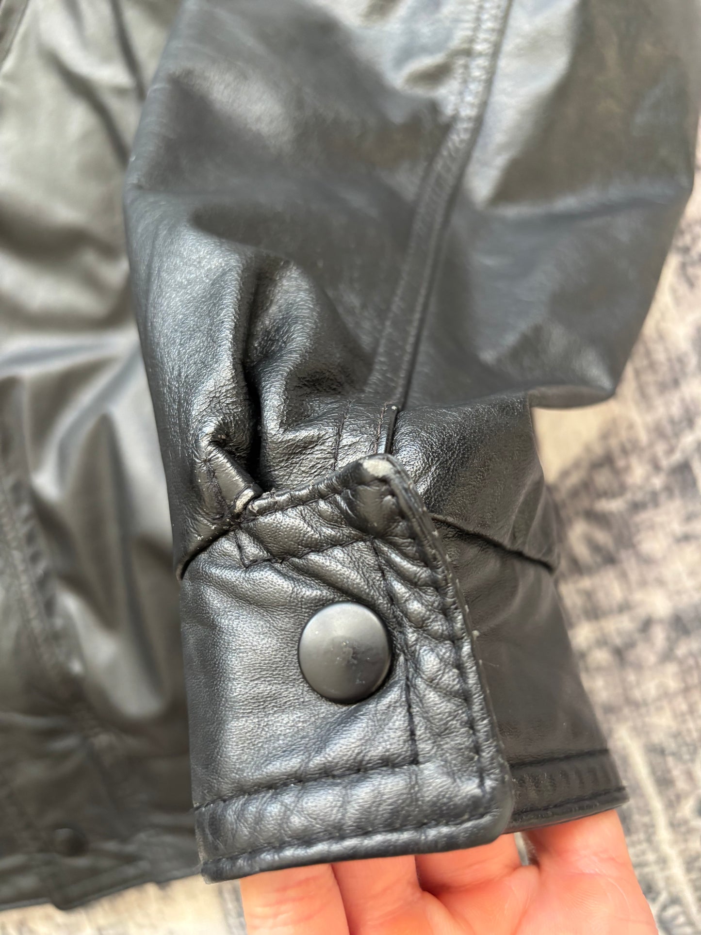 Vintage Protocol Leather Bomber Jacket | Mens Small / Womens Medium or Large (D003R5)