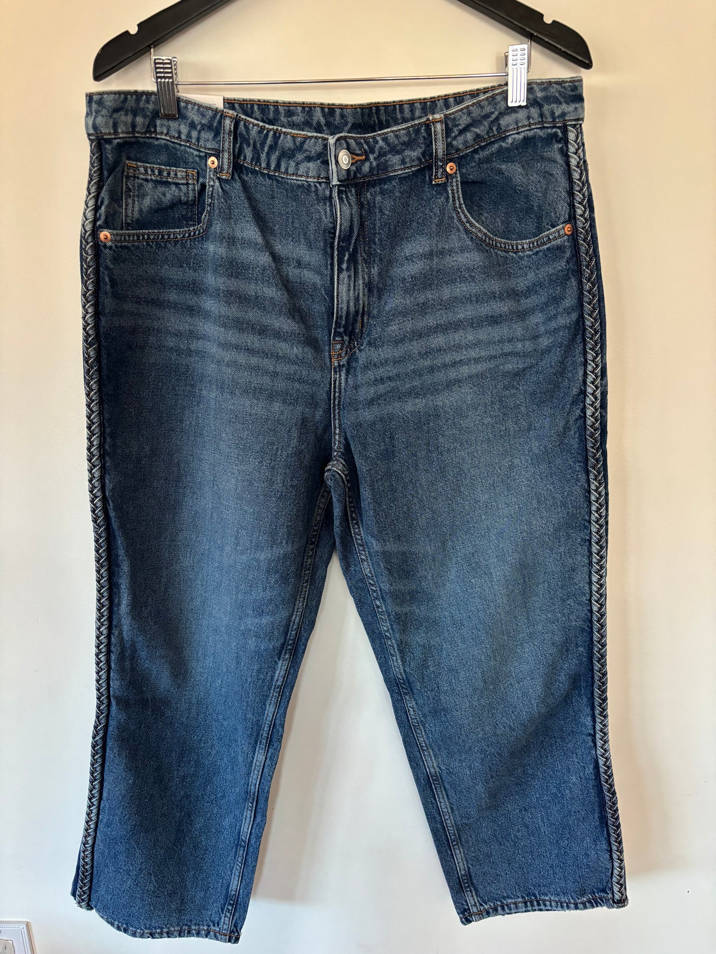H&M Straight HR Braided Cropped Jeans | Sz 16 NWT (N04N18)