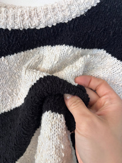 Pink Martini Black/Cream Striped Crewneck Sweater | Sz Small (oversized)