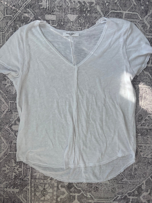 Project Social T White V-neck Shirt | Sz Medium