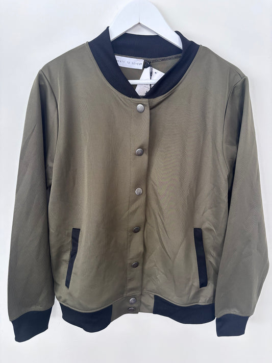 Twenty To Seven Army Green Bomber Snap Jacket | Sz Large (F130E13)