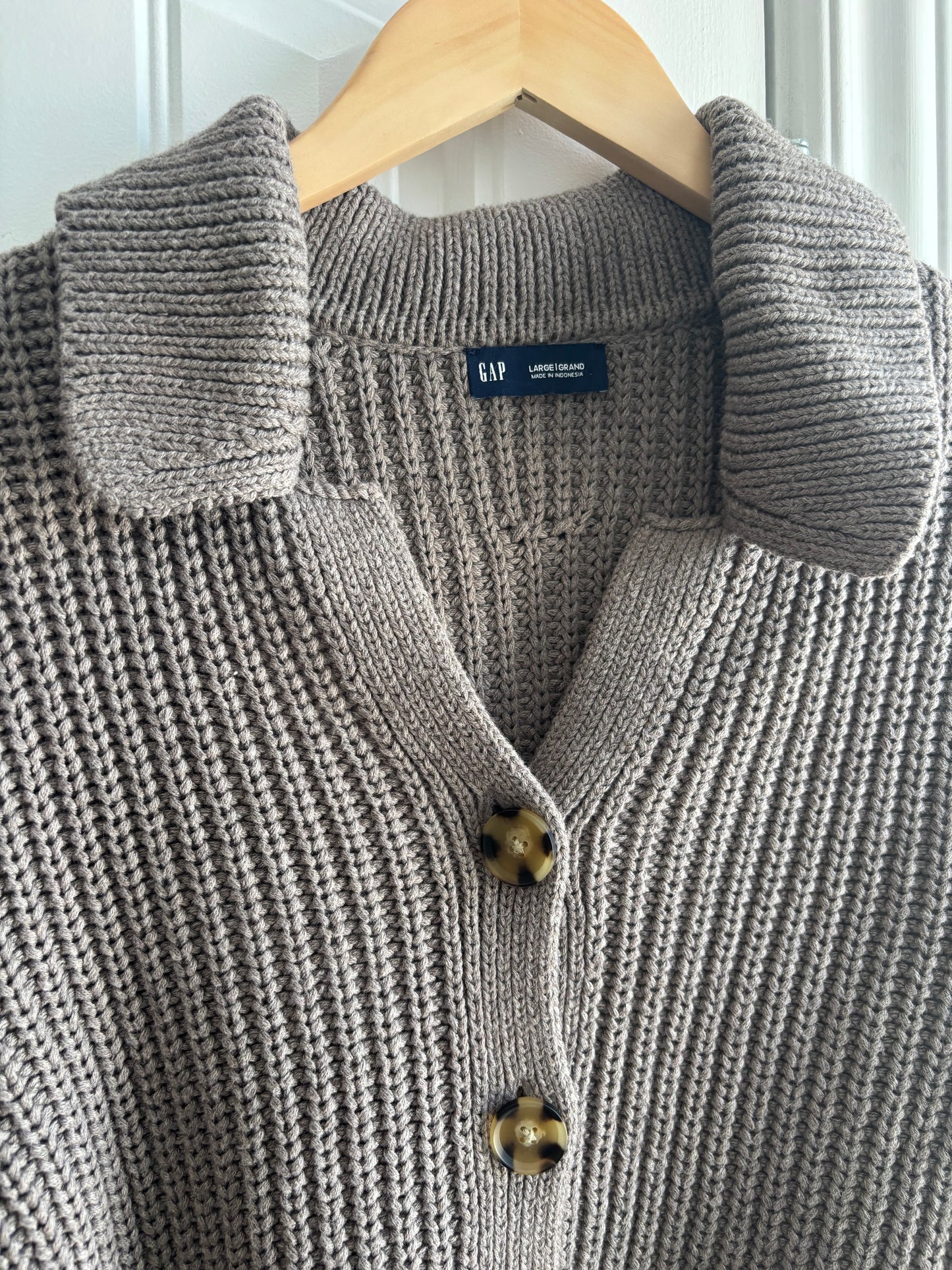 Gap Collared Heavy Knit Cardigan in Toasted Almond Brown | Sz Large