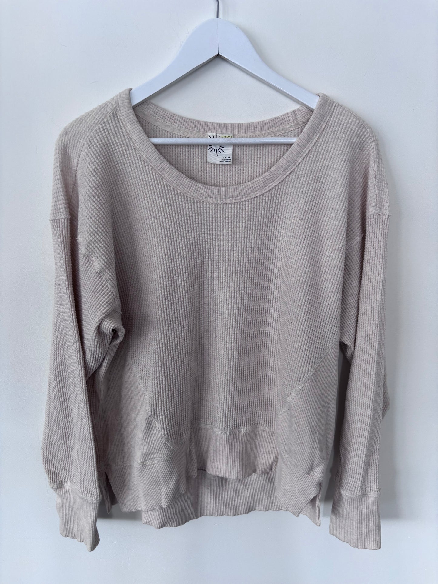 Offline by Aerie Big Hug Oatmeal Waffle Long Sleeve | Sz XS (fits like Medium)