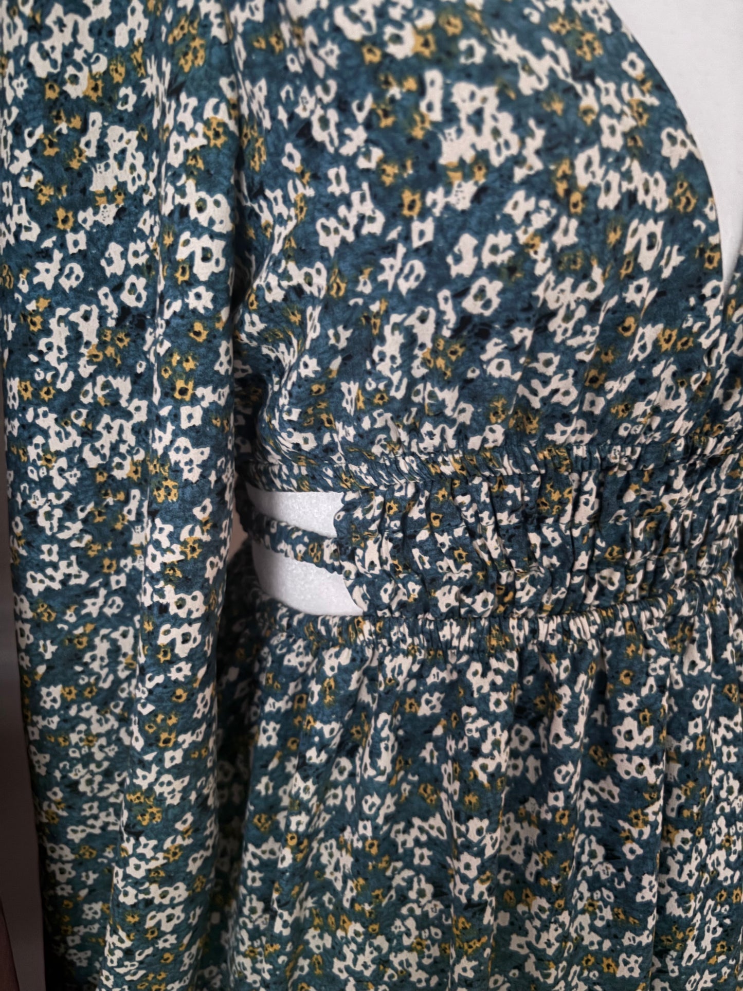 Forever21 Cut Out Green Floral Dress | Sz Small