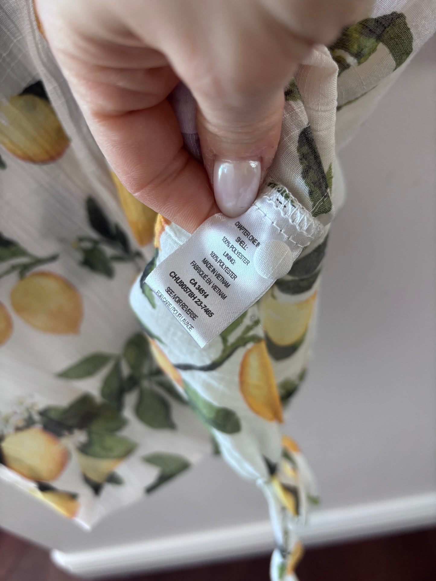 C by One Lemon Printed Button Up Blouse | Sz XS