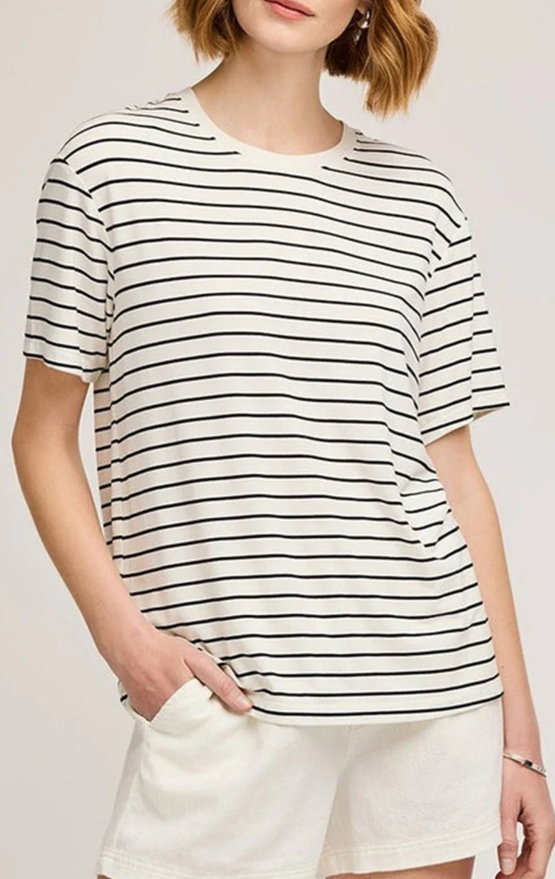 Gentle Fawn Aiden White Striped T Shirt | Small (O12C1)