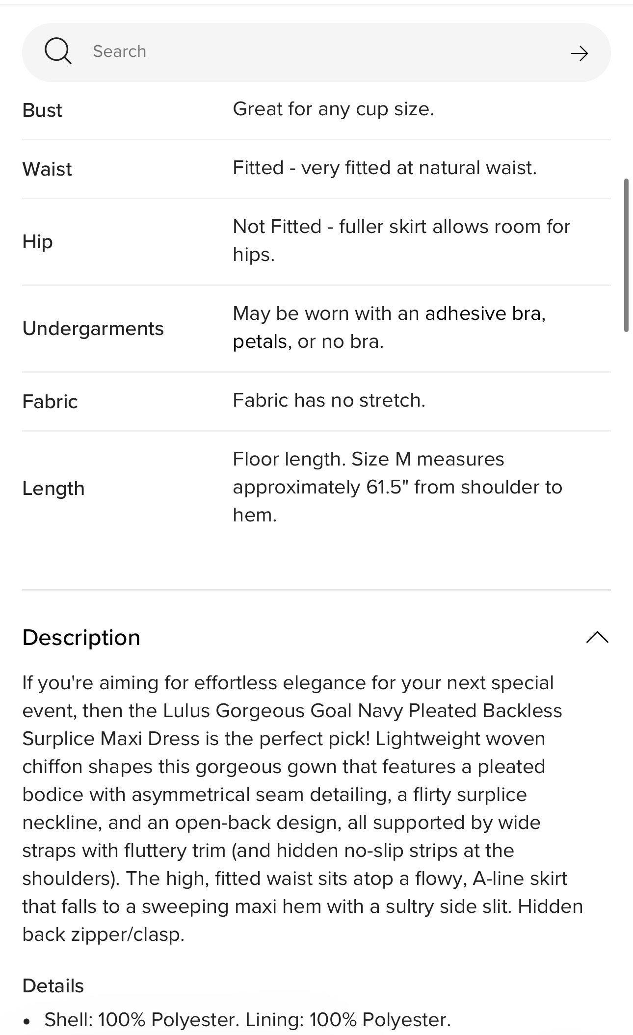 Lulu's Navy Pleated Backless Surplice Maxi Dress| Sz Small