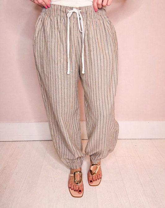 H&M Linen Tapered Drawstring Pants | Sz Medium