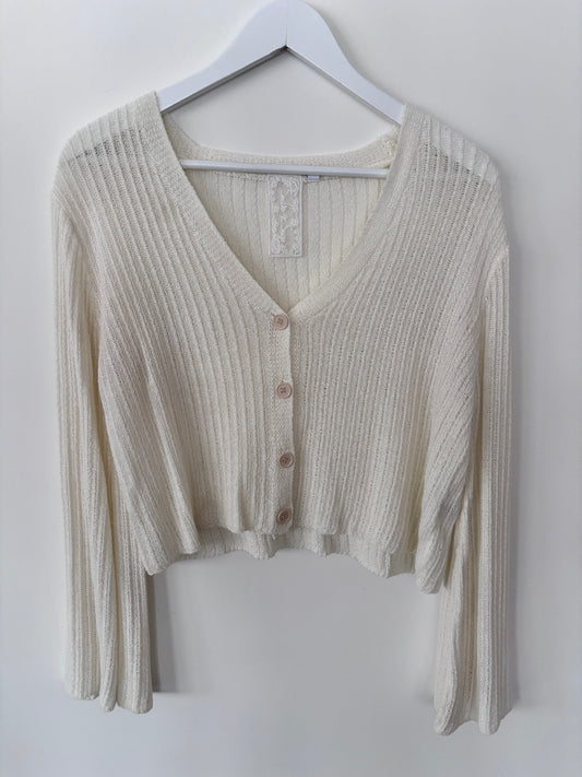 Sadie & Sage Fine Knit Ivory Cardigan | Sz Small (oversized)