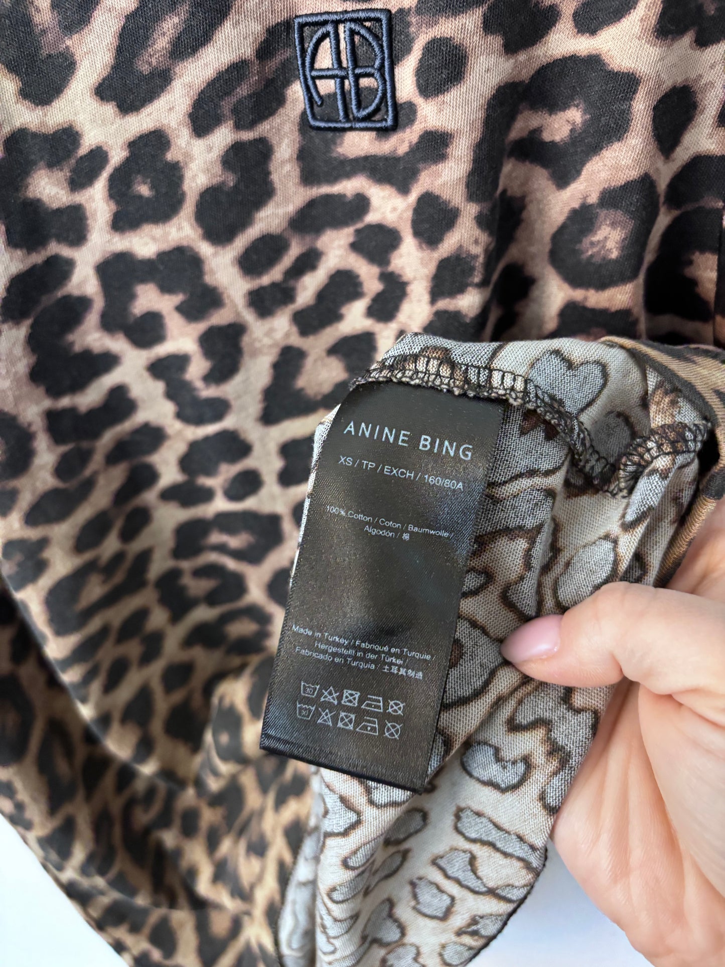 Anine Bing Avi Leopard Print Tee | Sz XS (Fits like Medium)(AC1)