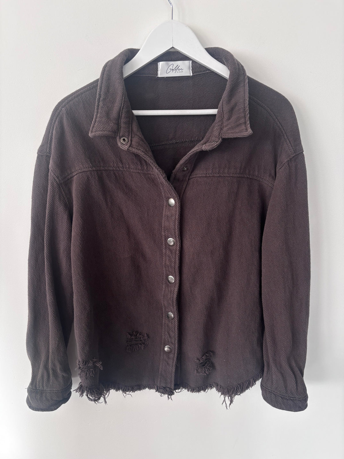 Golden (Elle's Boutique) Cotton Brown Shirt Jacket | Sz Small/Medium