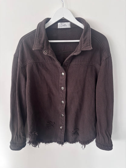 Golden (Elle's Boutique) Cotton Brown Shirt Jacket | Sz Small/Medium