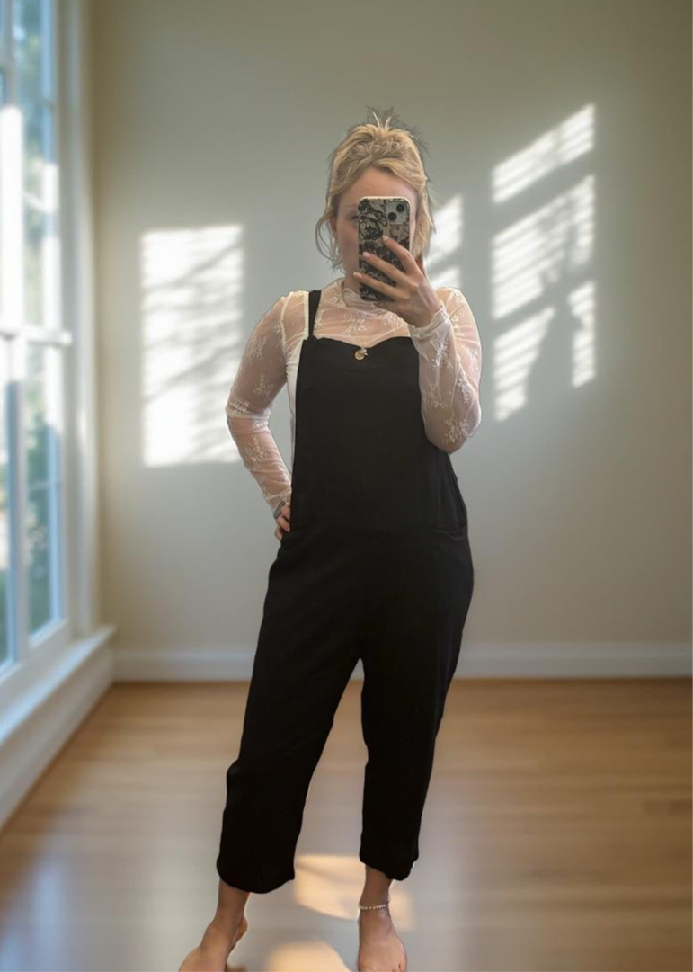 Apricot Relaxed fit Linen Blend Black Jumpsuit | 4