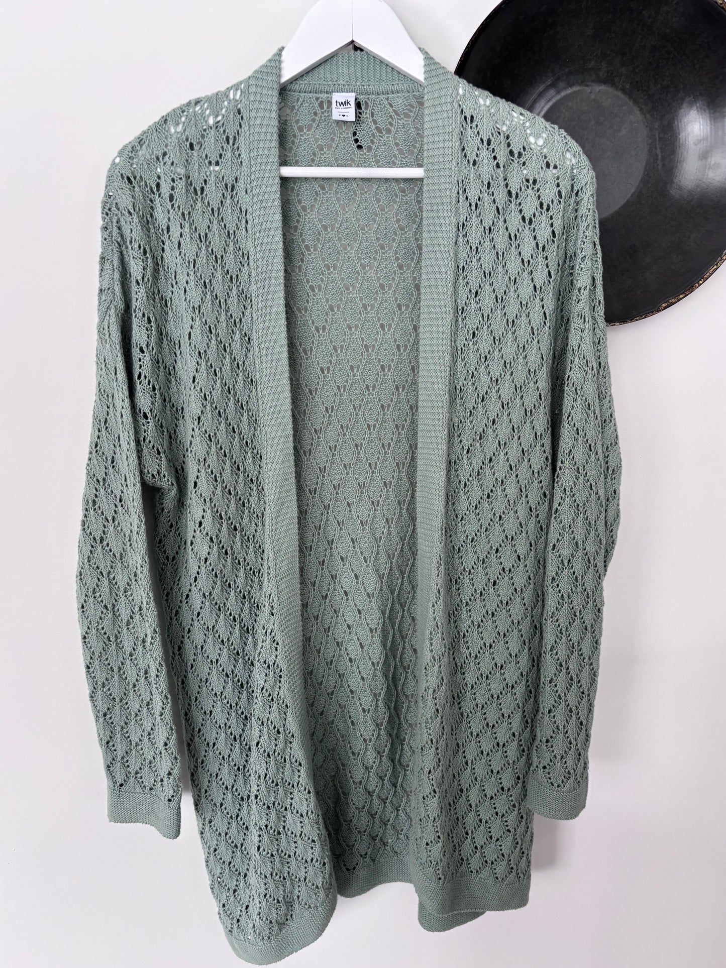 Twik Crochet Mint Green Cardigan | Sz Small (M15W7)