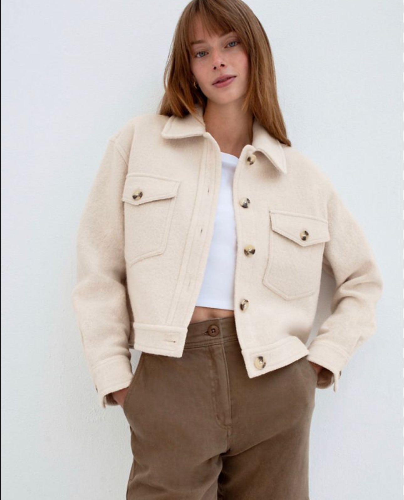 RD Style Cropped Beige Jacket | Medium