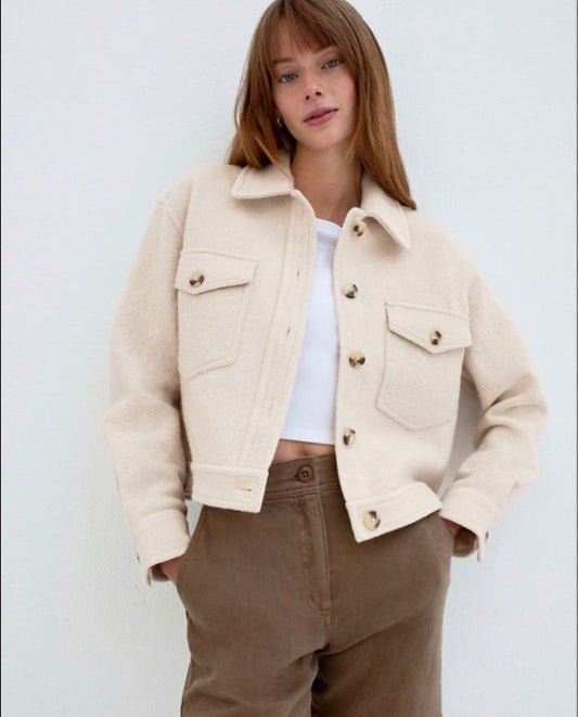 RD Style Cropped Beige Jacket | Medium