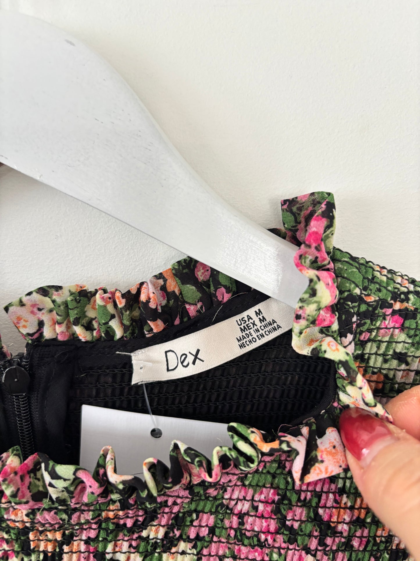 Dex Smock Floral Top Ruffle Hem | Sz Medium (A61T2)