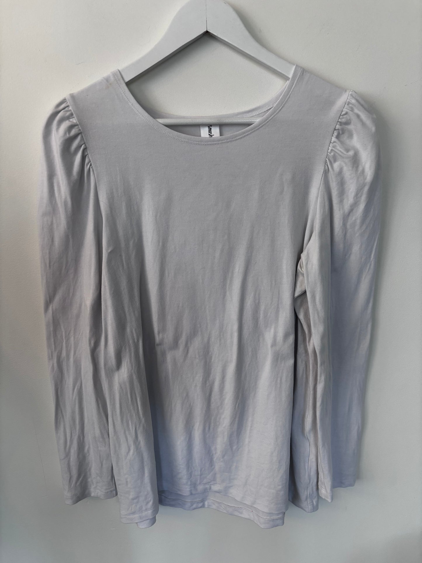 Smash + Tess Emma White Puff Shoulder Top | Sz Large