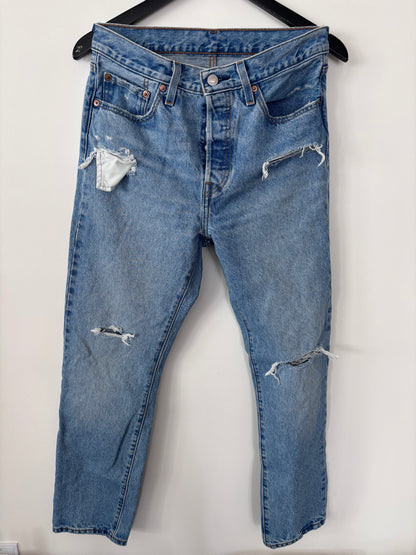 Levi's 501 Original Fit Light/med-Wash Distressed Jeans | Sz 28 (fits 27/28)