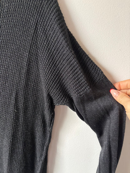 Lululemon The Sweater Life Waffle Knit Dark Grey/Black Top | Sz Large