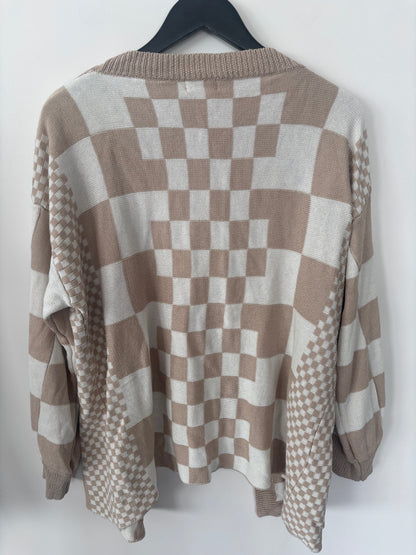 Annie Wear Checkered Open Cardigan | Sz Large