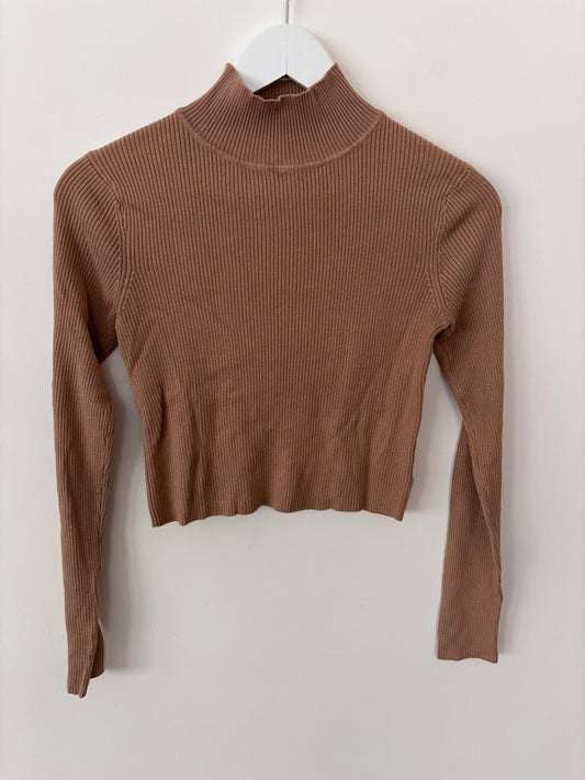 Ardenes Long Sleeve Mock Neck Ribbed Top | Sz Medium
