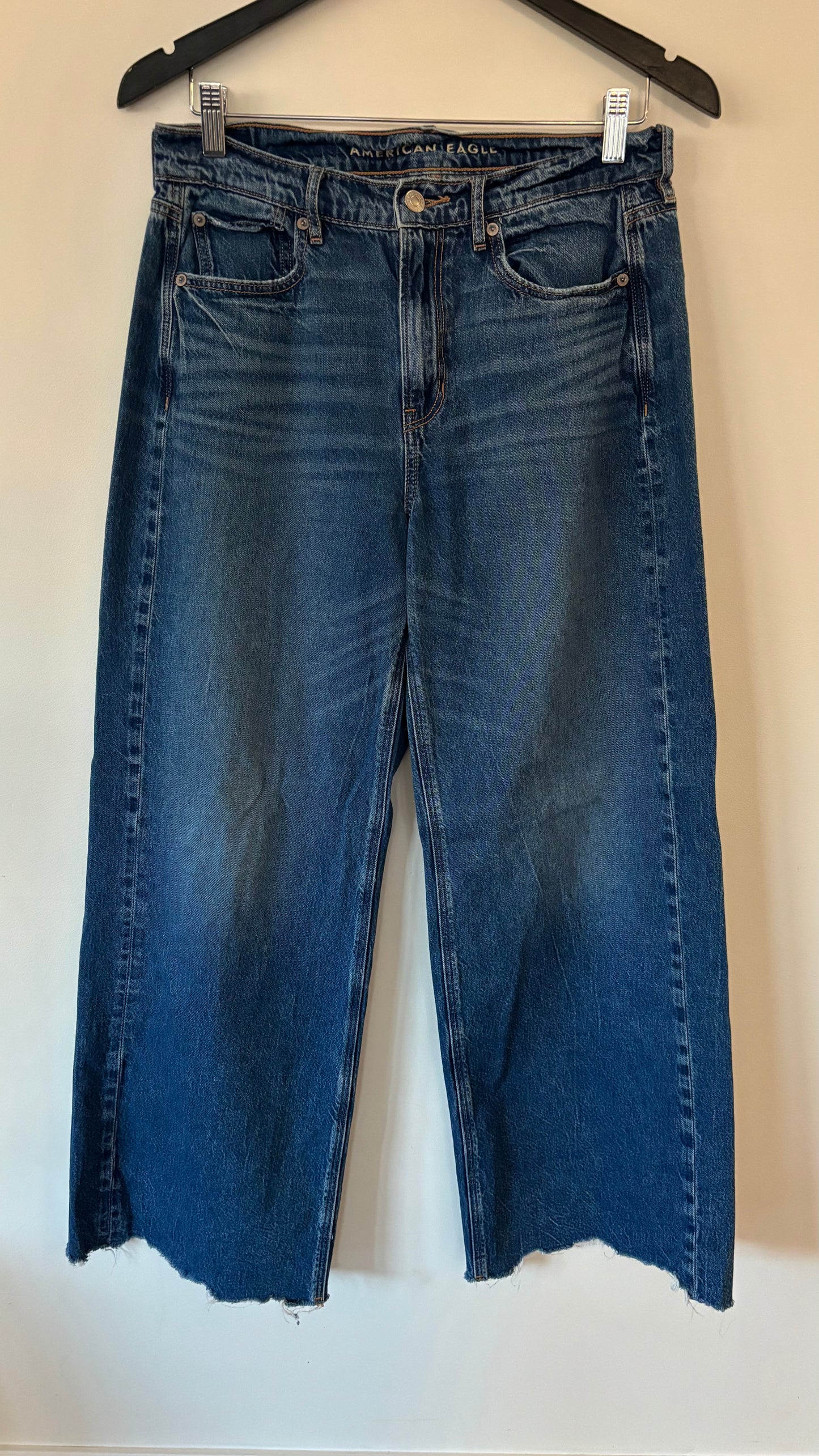 AE Super High Rise Baggy Wide Leg Jeans (Med/Dark wash)  | 8 (N24S20)