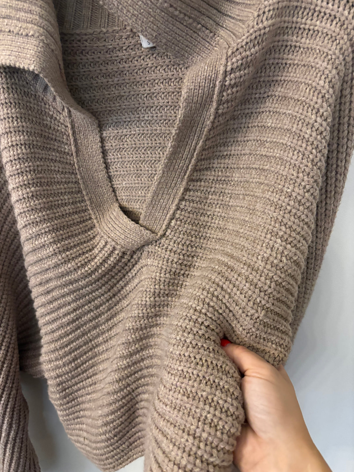 No Brand Ribbed Collar Sweater Taupe | Sz Small (oversized)