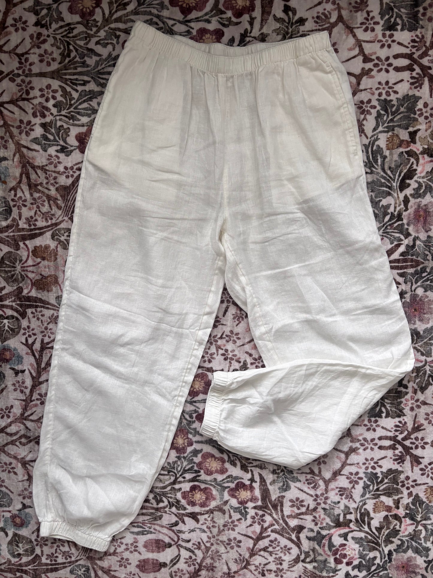 JOIE White Linen Joggers | Sz Medium