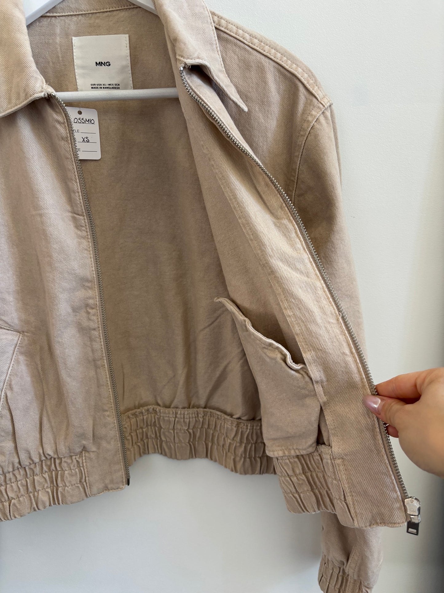 MANGO Blake Denim Bomber Jacket | XS (O55M10)