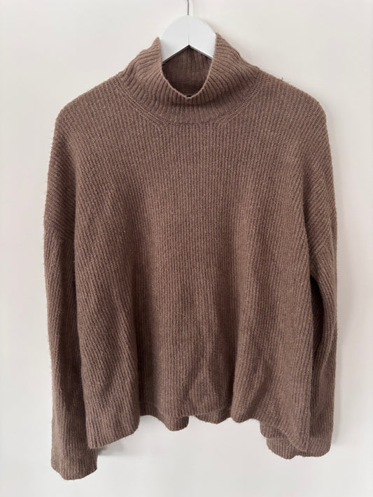 French Connection Light Brown Knit Mockneck Sweater | Sz Large