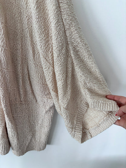 Gentle Fawn Beige Textured Open Cardigan | Sz Large