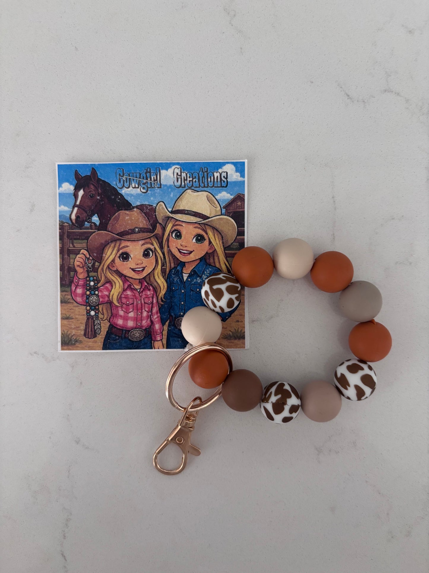 Cowgirl Creations Stretch Bracelet Silicone Bead Keychain