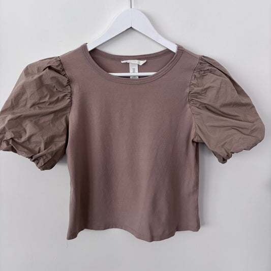 H&M Gathered Puff Sleeve Top | Sz Medium