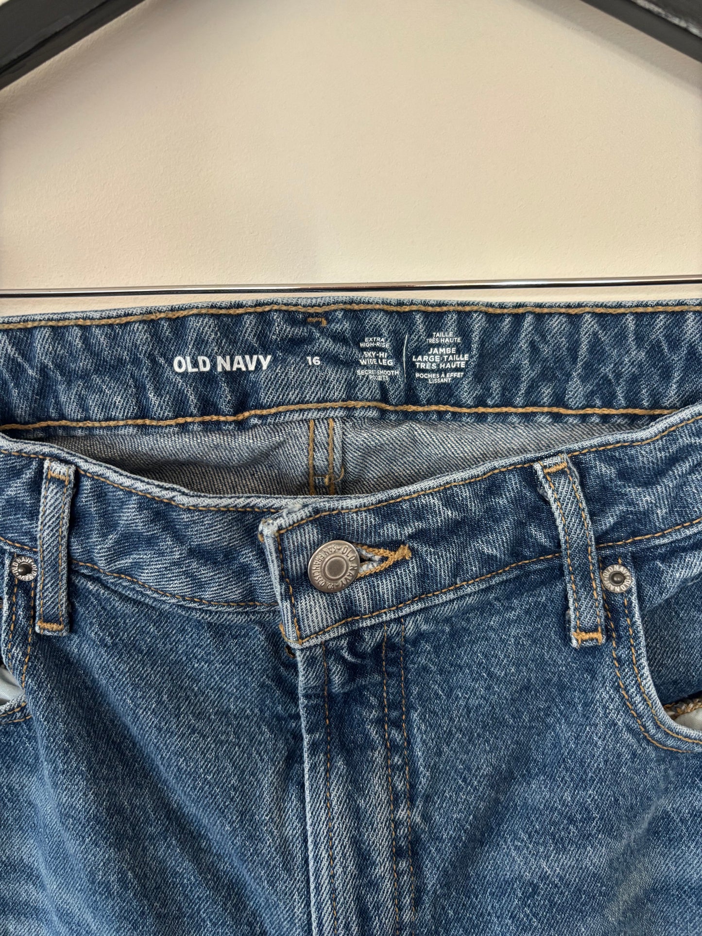 Old Navy Sky-High Wide leg (med blue, lightly distressed) | size 16 (N02N18)