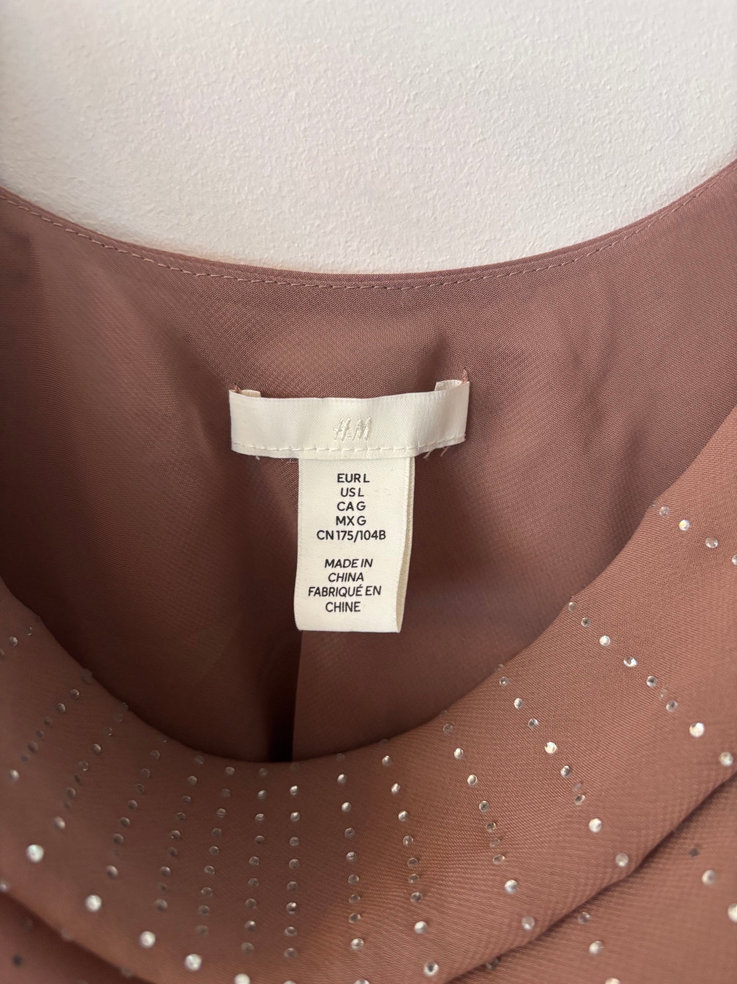 H&M Brown Rhinestone Top | Sz Large