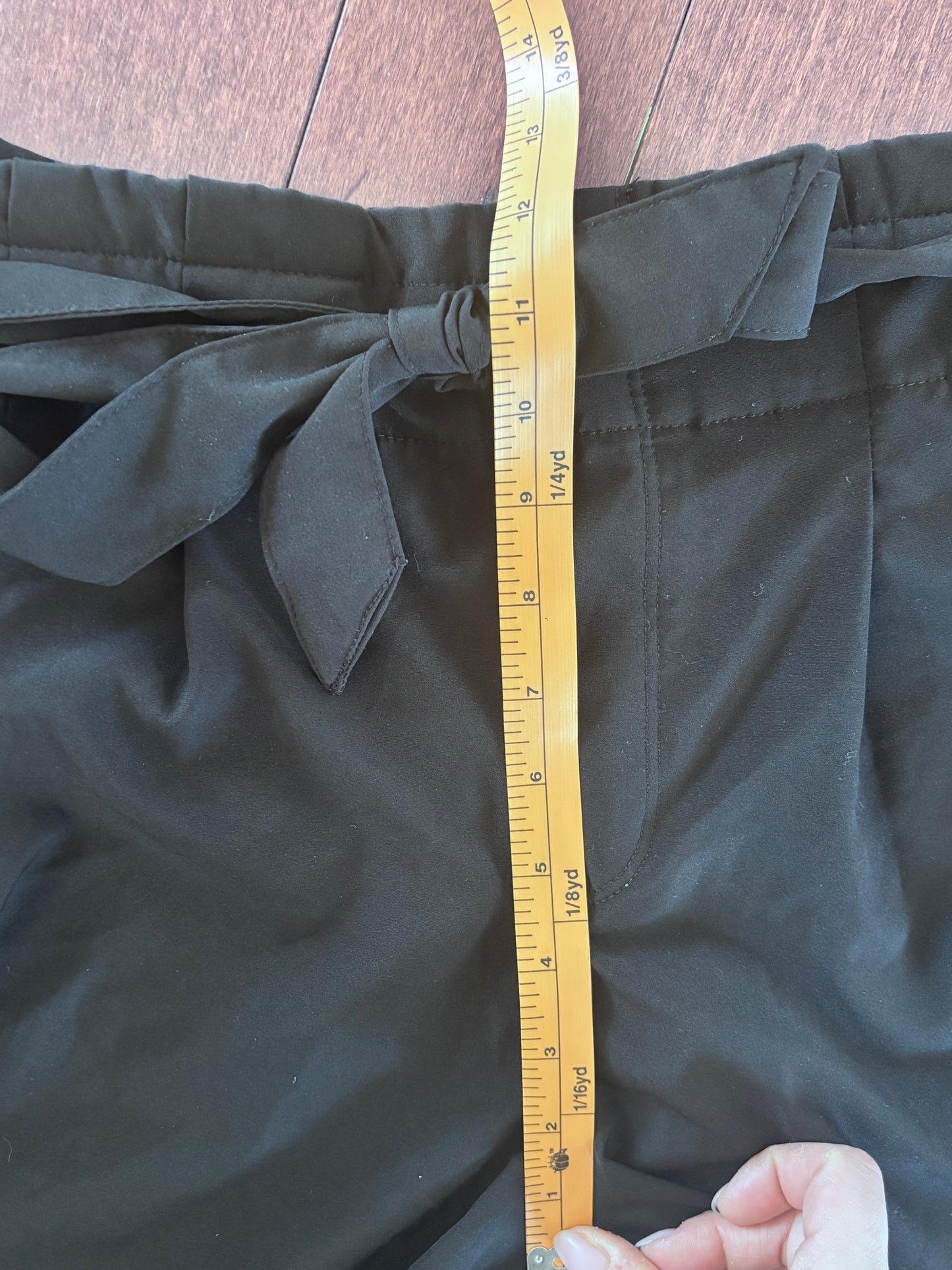 Black Athletic Material Shorts with Tie | Sz M
