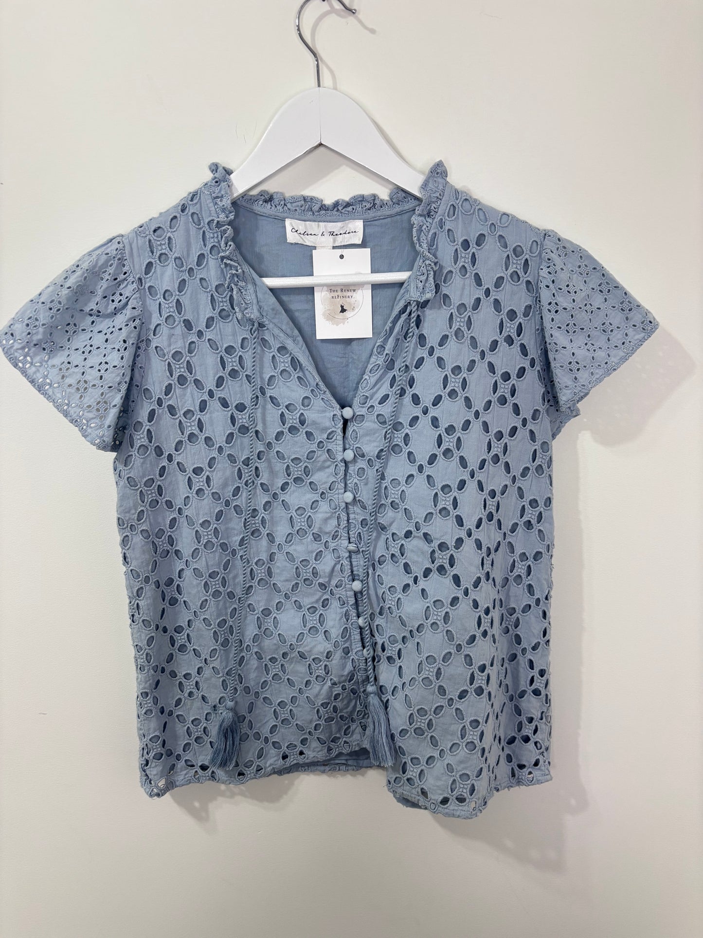 Chelsea & Theodore Cotton Eyelet Blouse | Sz XS