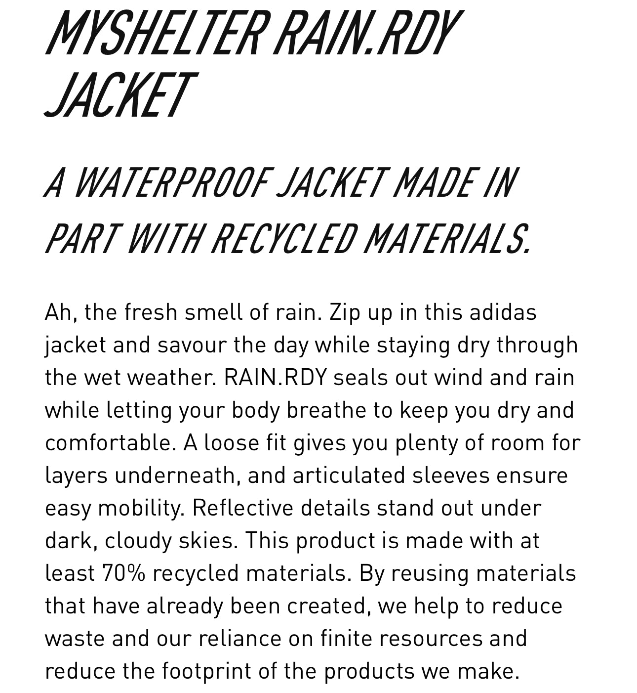 Adidas NWT Hooded Raincoat | XS (oversized fit)