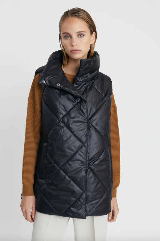 Deluc Black Pinkflo Puffer Gilet | Sz Small (oversized)(AG1)