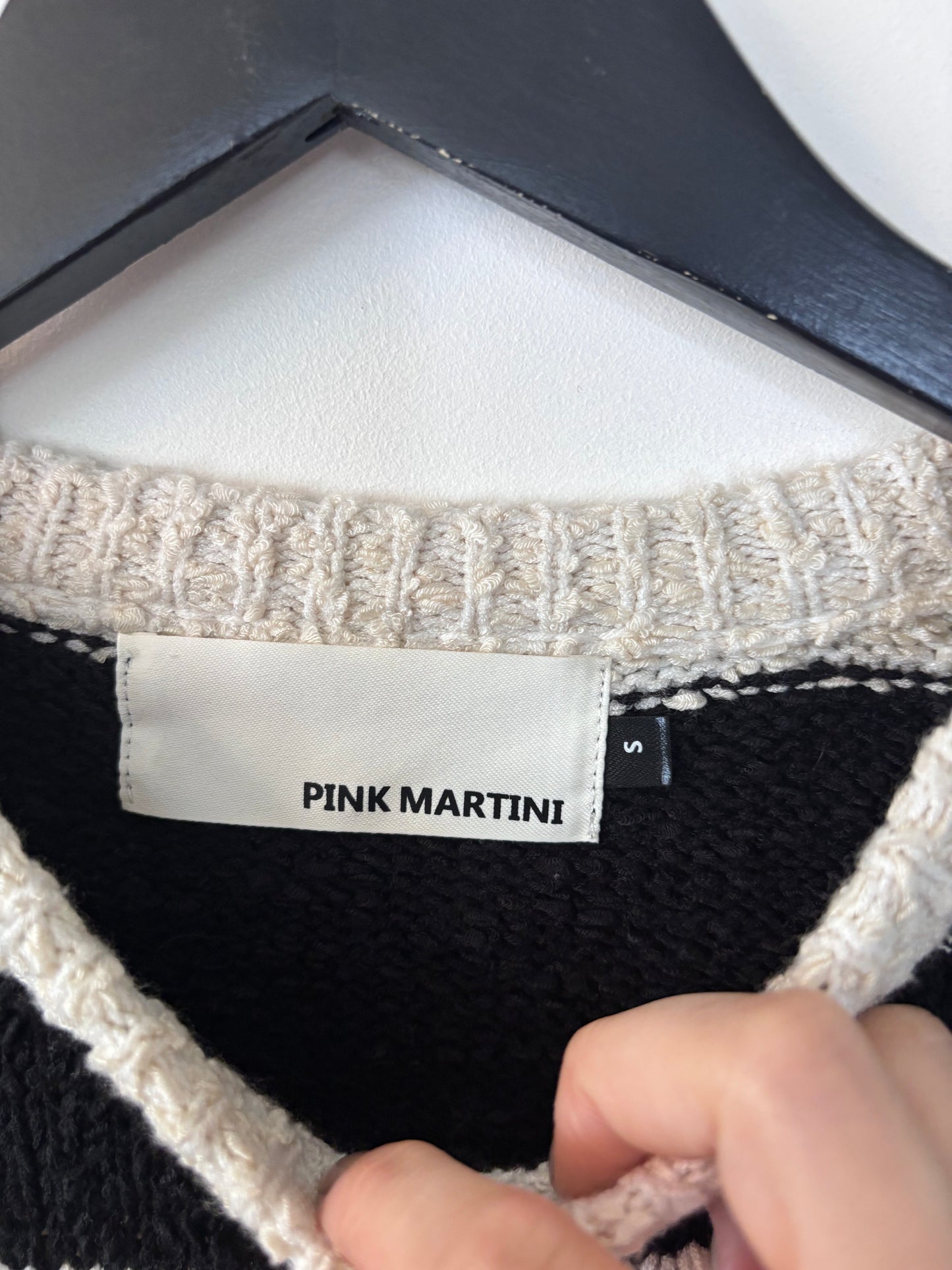 Pink Martini Black/Cream Striped Crewneck Sweater | Sz Small (oversized)