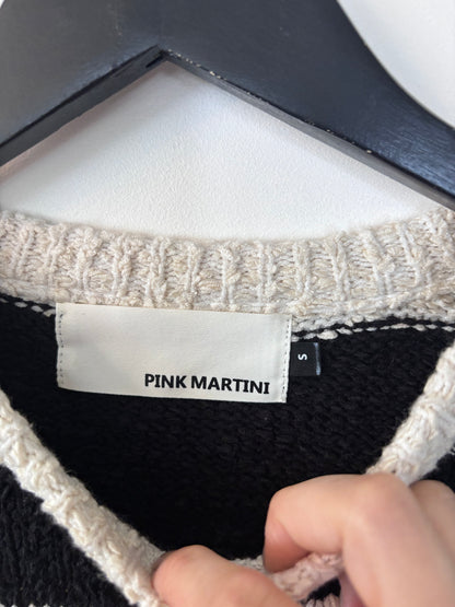 Pink Martini Black/Cream Striped Crewneck Sweater | Sz Small (oversized)
