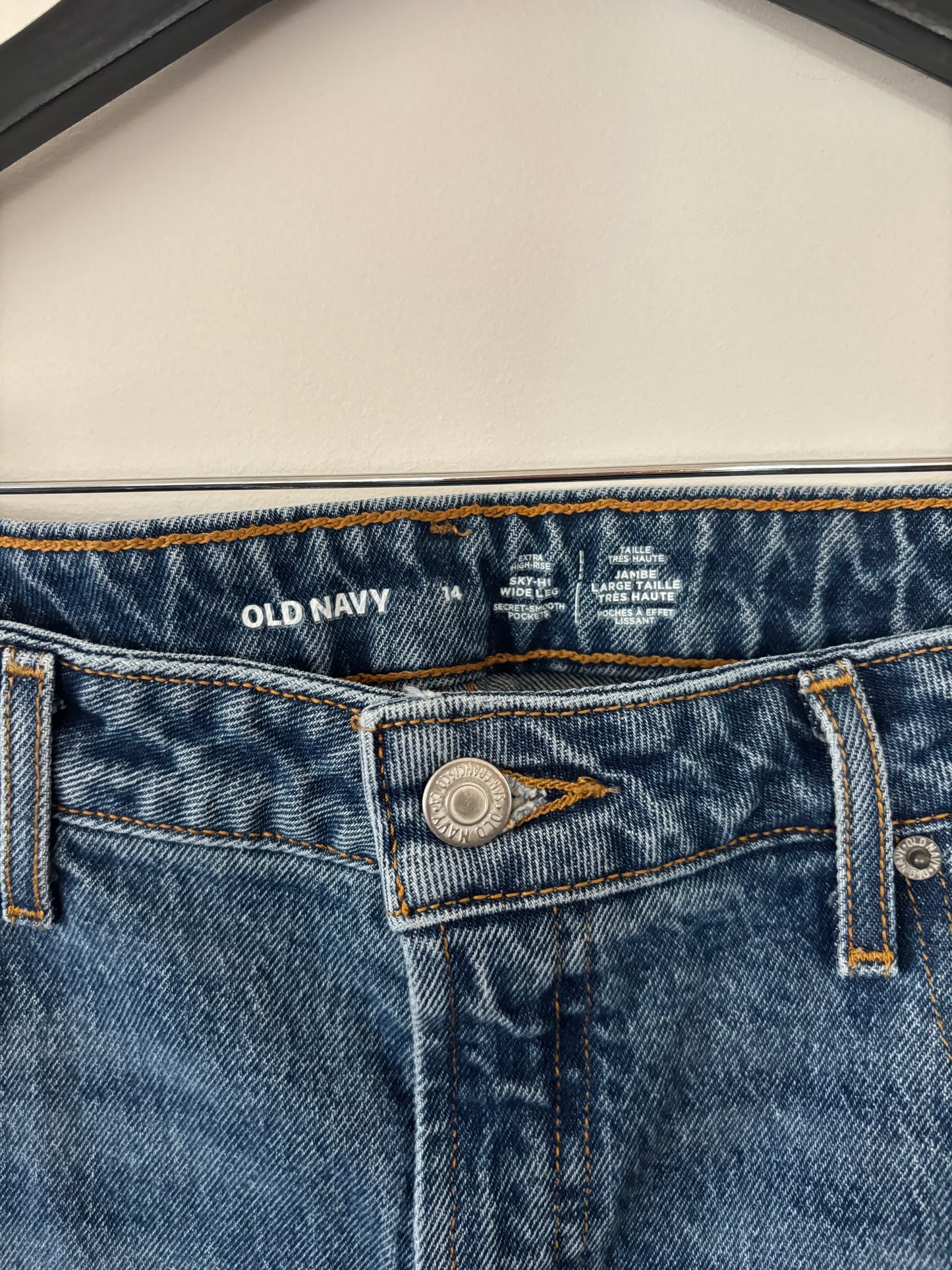 Old Navy Sky-High Wide leg (med blue, lightly distressed) | Size 14 (N03N18)