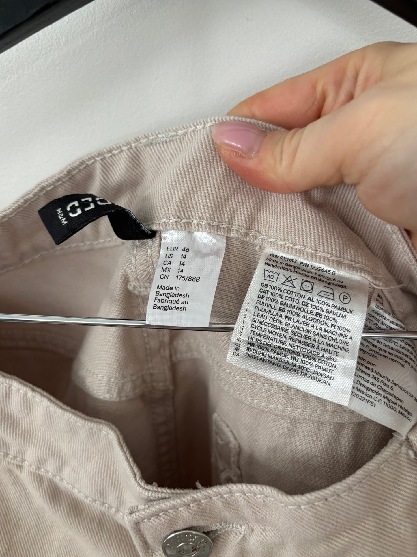 H&M Light Tan Denim Midi Skirt | Sz 14 or 32 (F81N19)