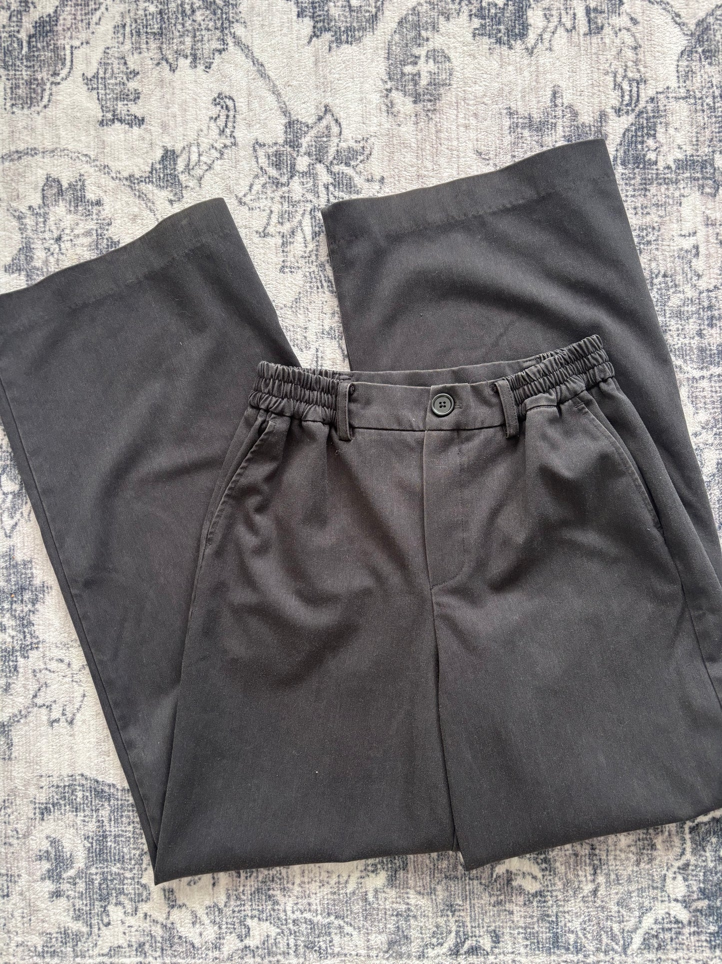 PIECES Wide Leg Charcoal Pants | Sz XS