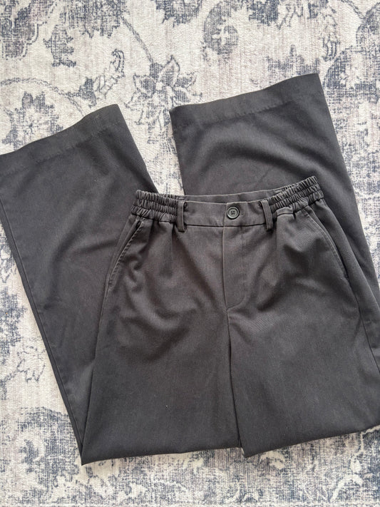 PIECES Wide Leg Charcoal Pants | Sz XS